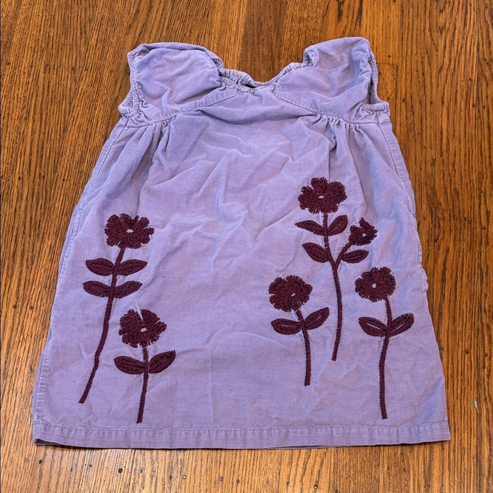 Tea Collection Cullodena Corduroy Dress – Purple Floral Embroidered – Girls 5